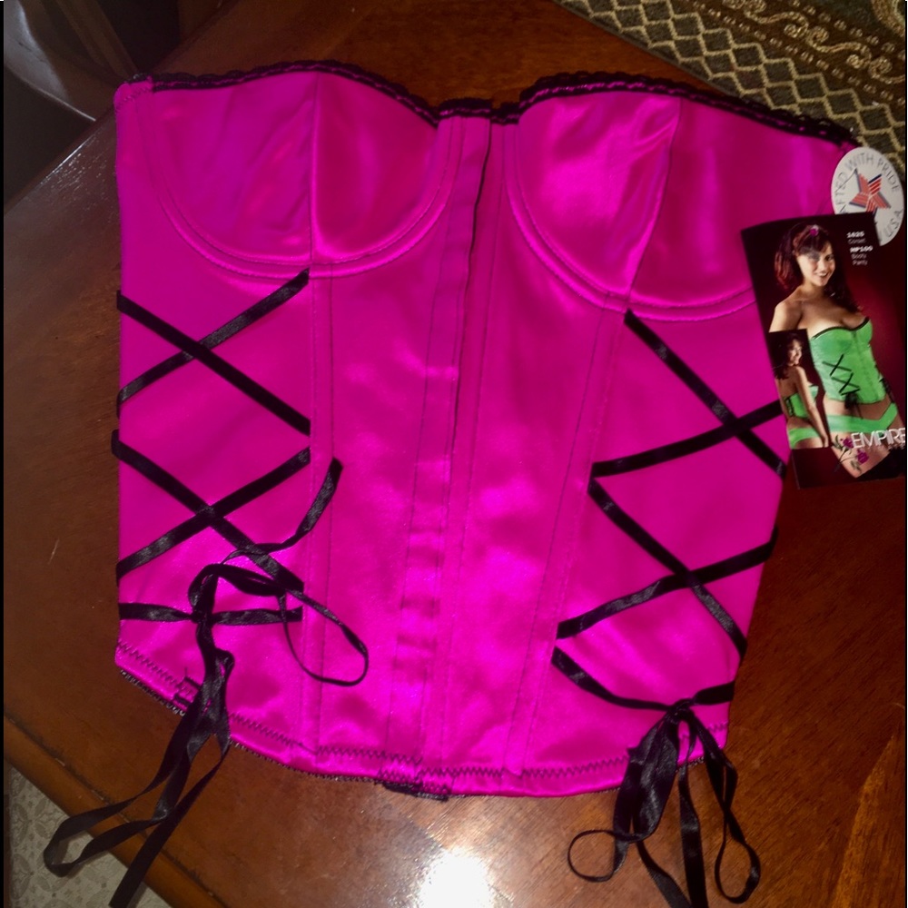 Sexy hot pink satin burlesque pin up corset